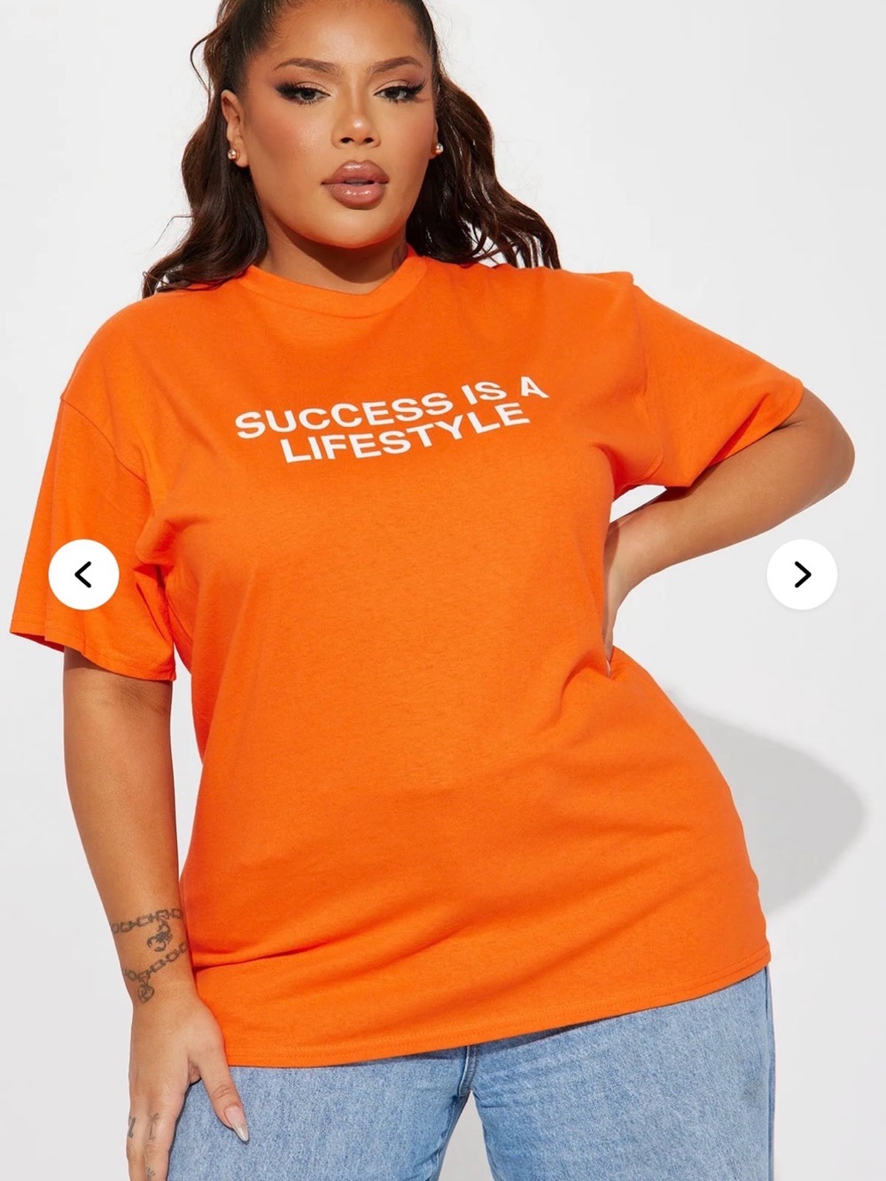 Fashion Nova Graphic Tee — "Success Is A Lifestyle" Orange Tee